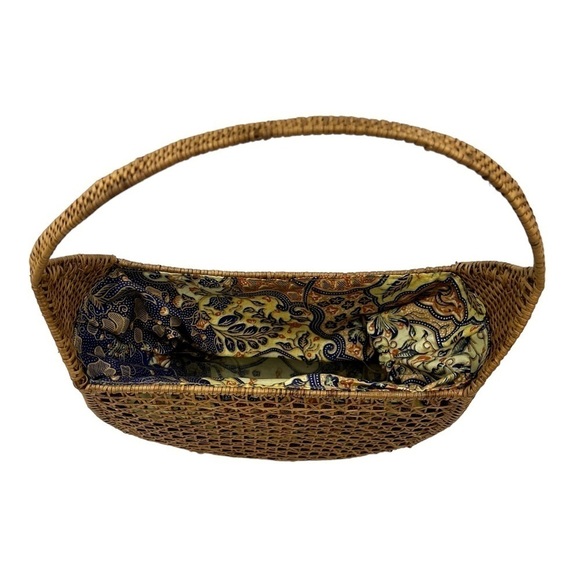 NWOT BALI BOHO Handmade Wicker Top Handle Basket Bag Yellow/Purple - Picture 5 of 12